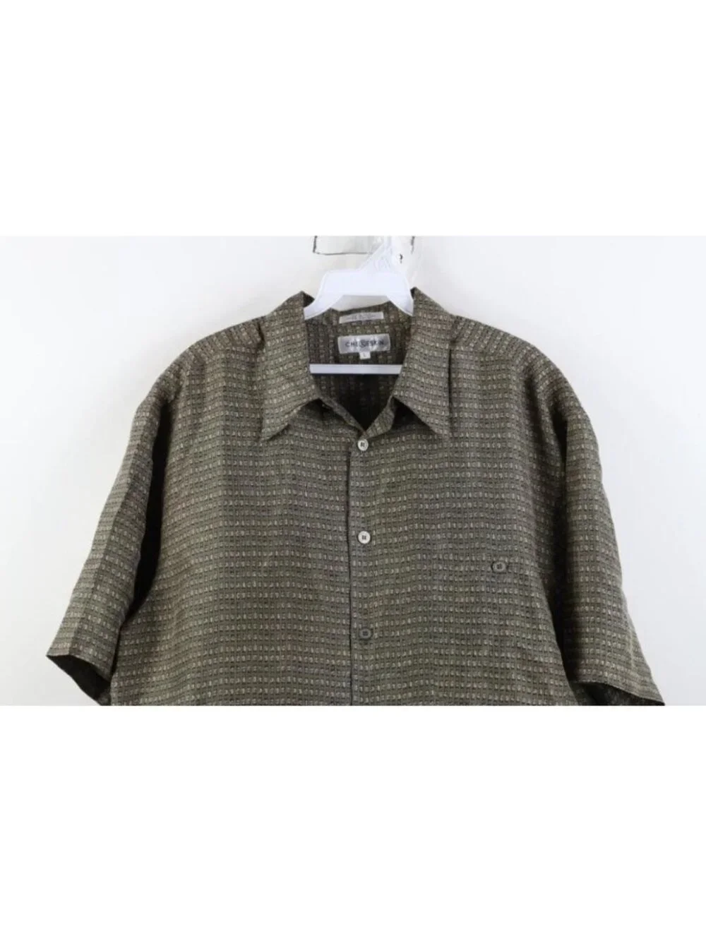 Vtg 90s Streetwear Mens Large Geometric Silk Short Sleeve Collared Button Shirt